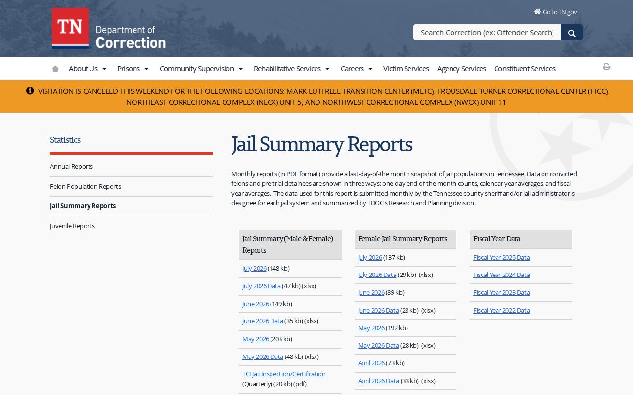 Tennessee Department of Correction offender record search for Gibson County custody follow-up