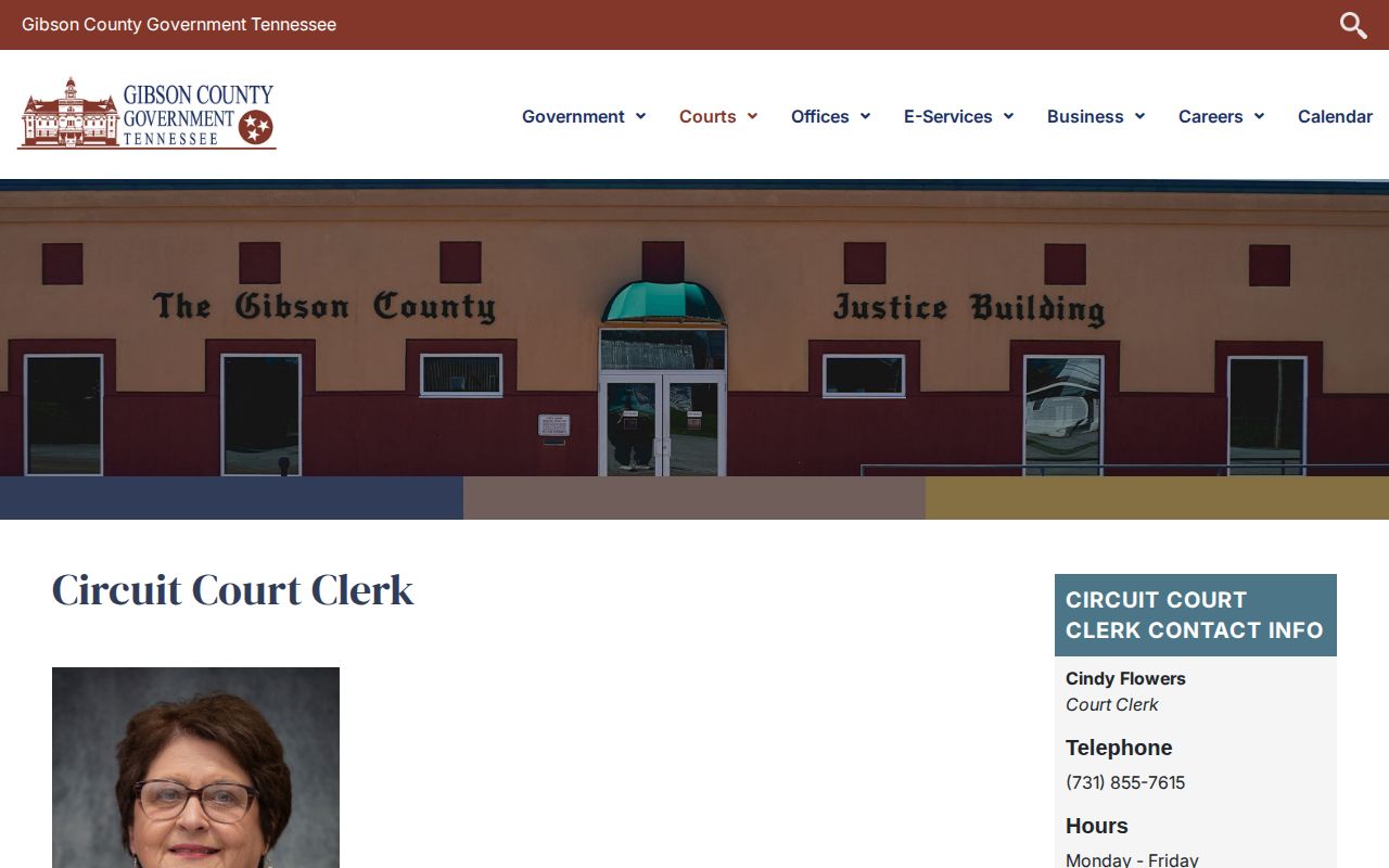 Gibson County Circuit Court Clerk warrant and court-record contact source
