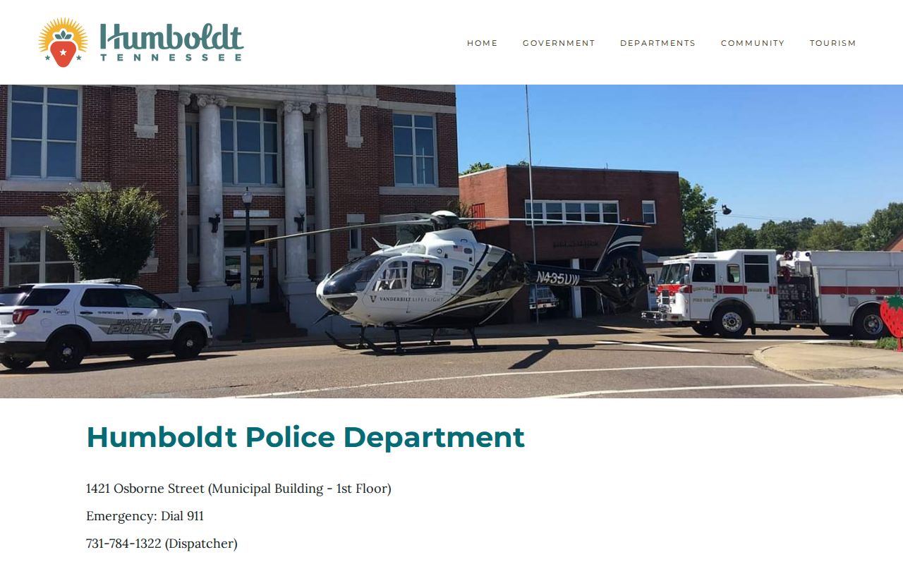 Gibson County Humboldt arrest-record contact source, Humboldt Police Department page